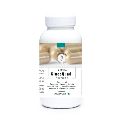 [BRSRAZIBOR7WO2T7] FiG Nutra ‘GlucoQuad’ Capsules | Herbal Blood Sugar Support Supplement | Gymnema, Fenugreek, Cassia, Syzygium Blend | 60 Veg Capsules