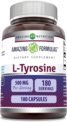 [BRSRMBIHDMCBODLV] 神奇的L-Tyrosine 氨基酸补充剂 + 500 Mg 每服180 Capsules → 非GMO → Gluten-free → 美国制造