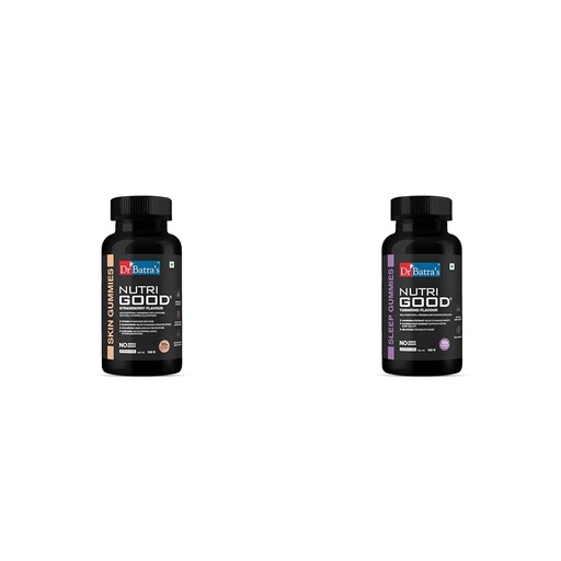 [BRSRYYACOUFA2H3A] Dr Batra’s Nutrigood Skin Gummies – Collagen Boosting with Glutathione, Vitamin C & Hyaluronic Aci | Dr Batra's Nutrigood Melatonin Sleep Gummies | Melatonin, L-Theanine & Chamomile for Restful Sleep