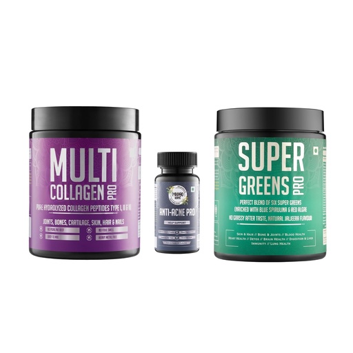 [BRSRYGD3DMDWYC3H] Anti Acne Combo | Anti-Acne Pro + Multi Collagen Pro + Super Greens Pro | Japanese Hydrolyzed Collagen Peptides Type I, II & III | Super Greens with Blue Spirulina & Red Algae | Skin Health, Glow & Wellness Support
