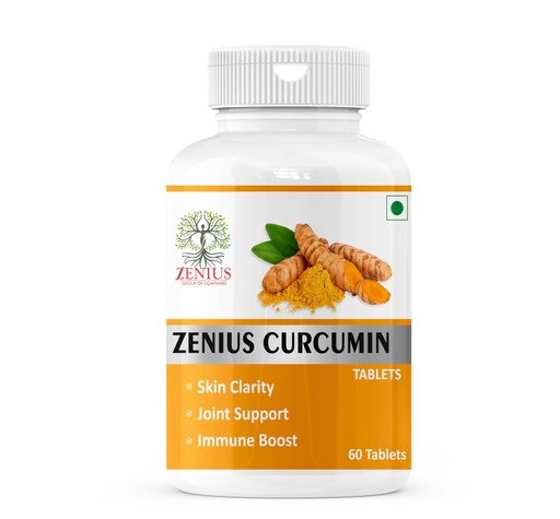 [BRSRGBAHOYDR4FIV] Zenius Curcumin Tablets, Skin Clarity, Joint Support, Immune Boost, Haldi Extract, Ayurvedic, 60 Tablets