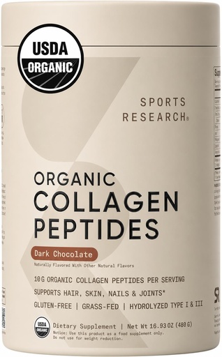 [BRSRYGD7OAJWAYIV] Hydrolyzed Collagen Peptides Powder – Dark Chocolate Flavor, Dietary Supplement for Hair, Skin, Nails & Joint Support, 480 g