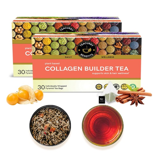 [BRSRMFIFBYJWOFI4] TEACURRY Collagen Builder Tea (2 Month Pack | 60 Tea Bags) - For Skin, Hair, Nails (With Vitamin C, Biotin)