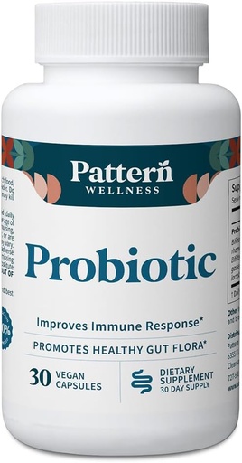 [BRSW2HT4AUJWAC3D] Pattern Wellness Probiootti Supplement - 51 miljardia PMY - Tukee Diveral Balance & Gut Wellness - Mindfully Sourced, non-GMO - 30 vegan kapselit