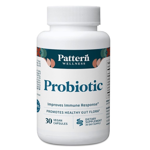[BRSW2HT4AUJWAC3D] Pattern Wellness Probiotic Supplement - 51 Billion CFU - Supports Digestive Balance & Gut Wellness - Mindfully Sourced, Non-GMO - 30 Vegan Capsules
