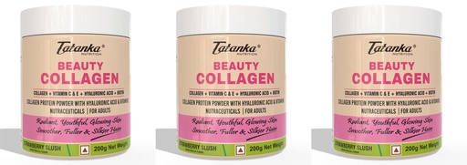 [BRSRE2Y2CABRGC3P] Beauty Collagen Powder For Men & Women | Hyaluronic Acid Vitamin C,E & Biotin | Supports Skin,Hairs,Nails Health | Non vegeterian -200g (STRAWBERRY SLUSH) Pack of - 3