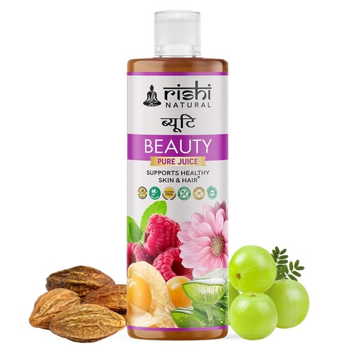 [BRSREHD5BANB4A3P] Rishi Natural Beauty Juice - Ayurvedic Drink for Skin Detox and Hair Care | Support Stronger Hair, Skin, Nails and Face | Enriched with Natural Biotin | All Natural with Only Plant Ingredients - 500 ml Juice