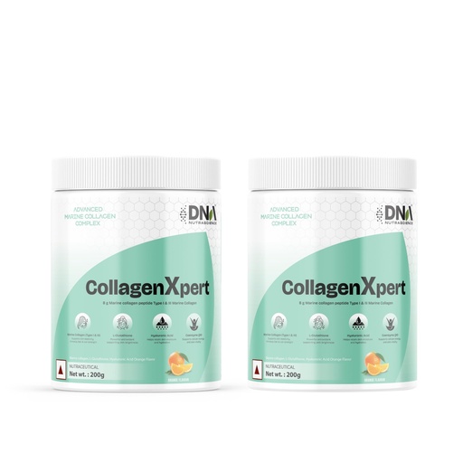 [BRSRGAYBDJ4BEFY2] CollagenXpert Marine Collagen Powder with L-Glutathione, Hyaluronic Acid, CoQ10, Vitamins C & B3, 400 g (40 Servings) Pack of 2