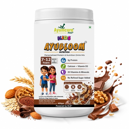 [BRSRYGQ6BAFWGHIZ] Ayumcure AyuBloom Kids Nutrition Drink |7-12 Years| Double Chocolate | 400g