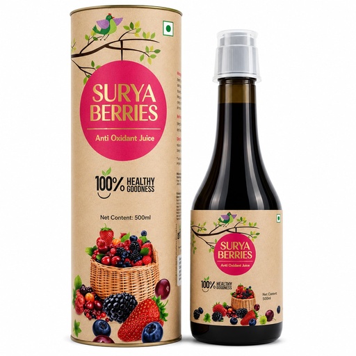 [BRSRY2Y2BB5RGCY7] Surya Berry Juice, Sweet & Tangy, Antioxidant Nutritional Juice with Acai, Dragon Fruit, Mangosteen, Noni, Kiwi, Amla, Papaya, Pomegranate, 500ml