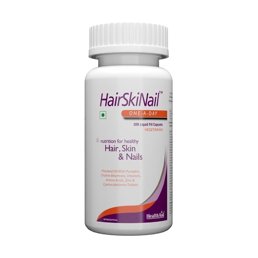 [BRSROAT5O57GCALO] HealthAid HairSkiNail – 30 Veg Liquid Filled Capsules | With Biotin, Zinc & Collagen | Supports Healthy Hair, Glowing Skin & Strong Nails