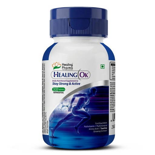 [BRSRGCYPPMMG22A7] Healing Pharma - Healing OK Multivitamin for Men & Women for Energy, Stamina & Immunity | With Ginseng Extract, Taurine, & 20+ Essential Vitamins & Minerals - 30 Tablets
