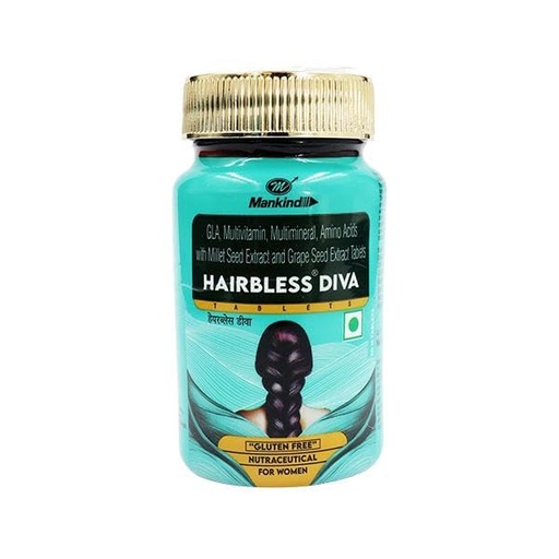 [BRSRGCD2CAJWEF3P] Mankind Hairbless Diva Nutraceutical for Women, Hair & Scalp Health, 30 Tabs (Pack of 4)