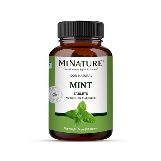 [BRSROAI6PIPQGCD5] MINT Tablet by mi nature| | (Mentha) | Pure & Natural | Free from chemical & Preservative| Plant Based Gluten Free |90 Tablet, 45 Days Supply 1000mg