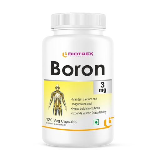 [BRSRAYI5A4BQYEQ6] Biotrex Nutraceuticals Boron 3mg | 120 Veg Capsules | Build Strong Bones | Improve Muscle Coordination