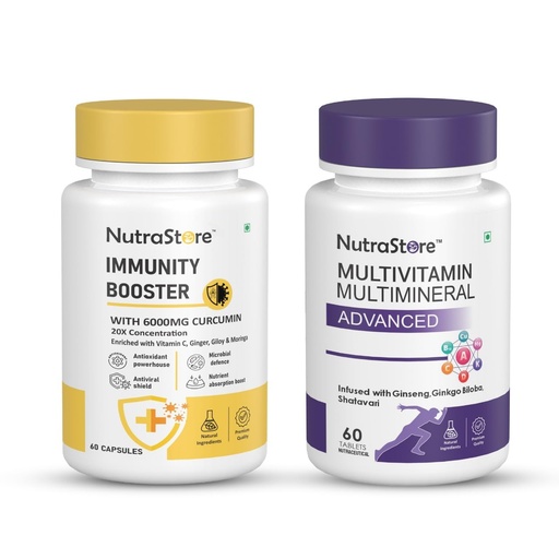 [BRSRACQPB5YBOE34] NutraStore Multivitamin Advanced & Immunity Booster Combo | Daily Vitamins, Minerals & Daily Immune Support | Energy, Strength, Wellness & Seasonal Defense | 30 Tablets + 60 Capsules