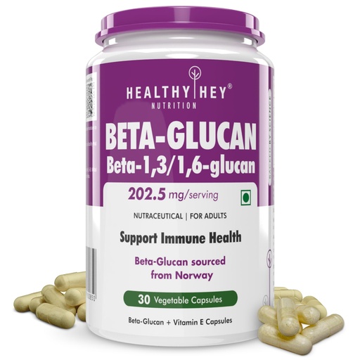 [BRSWYFALBENBEHI6] HealthyHey Nutrition Beta-Glucan Beta-1,3/1,6-glucan - Immunity Enhancer-30 Veg. Capsules