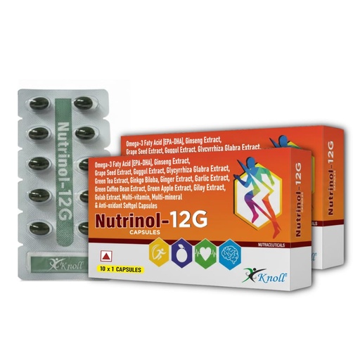 [BRSRGALQCF6AKELA] Knoll Healthcare Nutrinol 12G Multivitamin Tablets for Women & Men | Vitamin C, E, B12, B6, Zinc & Grape Extract For Immunity & Energy Multivitamin Supplement- 20 Tablets 2 x Strip