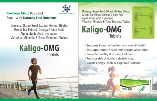 [BRSRYYL2CUHBOEL4] KALIGO-OMG Multivitamin & Multimineral Tablets with Ginseng, Ginkgo Biloba, Omega-3, Green Tea Extract, Lycopene & Alpha Lipoic Acid, 10 Tablets (Pack of 1)