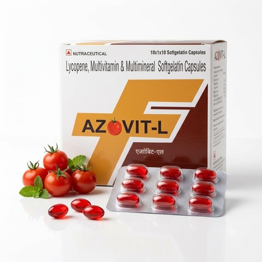 [BRSRYGQ6DN6AGCDF] Azovit L Antioxidant Lycopene, Multivitamin & Minerals With Vitamin A,E,C, Including Zinc, Selenium Softgel