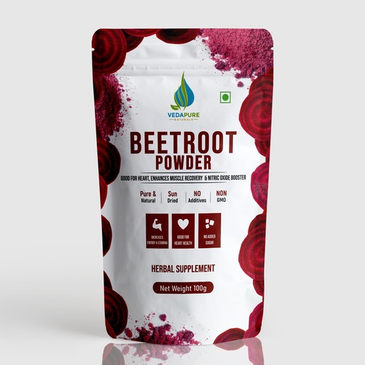 [BRSROGDQBB4GEGQ7] Vedapure Naturals Pure Beetroot Powder for Face (Face Pack) | Hair (Hair Mask) | Lips | Drinking | Pre- Workout | Supports Blood Pressure Levels | 100 GM