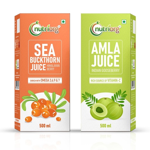 [BRSRAYYKA4DQGELV] Nutriorg Seabuckthorn Juice 500ml and Amla Juice 500ml | Immunity Booster