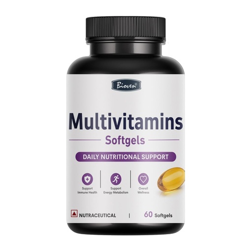 [BRSRYFA5CEHBQ2TL] Bioven Multivitamins Softgels with Vitamins, Minerals & Coenzyme Q10, Daily Nutritional Support, Energy Metabolism, Immune Function, Antioxidant Support, Bone Health, Nervous System Support, Vitamin C, D3, E, Zinc & Selenium, 60 Softgels