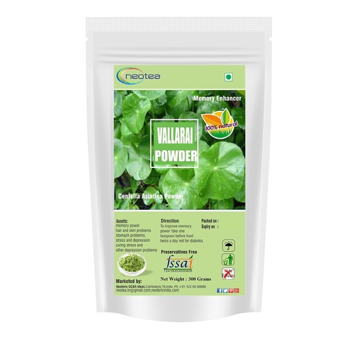 [BRSWGZY2B54BSA3L] Neotea Gotu Kola Powder | Vallarai | Centella Asiatica & Brahmi (Bacopa Monnieri) | Natural Pennywort Powder | Saraswati Keerai | Neer Brahmi Podi | Pure Herbs | Non-GMO | No Preservatives | Supports Cognitive & Skin Wellness | 1 KG