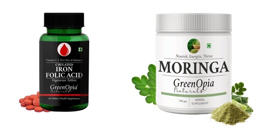 [BRSRYFQZBZYAI2TO] Iron Folic Acid Tablets Moringa Oleifera Powder Wellness Daily Vitality |60 CAPSULES