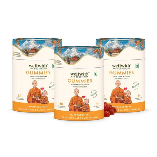[BRSRECA5OIDRMG3L] Wellwith Sea buckthorn Gummies for kids and adults, Vitamin C Rich, multivitamin supplement, Immunity (60 Gummies,Pack of 3)