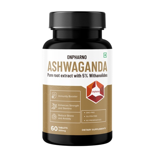 [BRSROAL7C4PAOGTA] Ashwagandha Tablets with 5% Withanolides | Supports Stress Relief, Boosts Energy & Focus | Rejuvenates Mind & Body – 60 Tablets