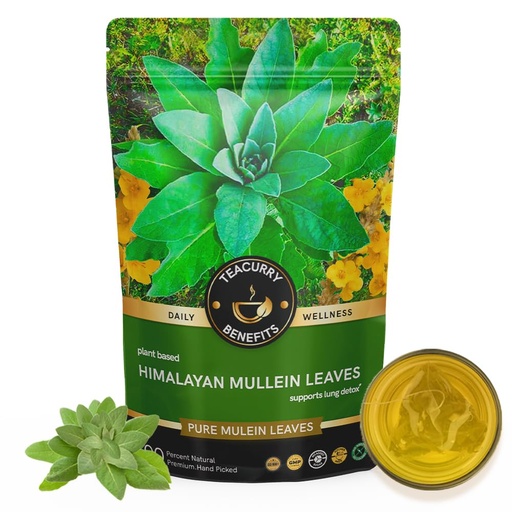 [BRSRMHD7BUFGMET5] TEACURRY Himalayan Mullein Tea (50 Grams, 100 Cups) - Helps with Asthma, Lung Detox, Immunity and Easy Sleep - Australian Mullein Leafs