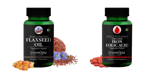 [BRSRYFQZABYGEEL4] Flax Seed Oil Iron Folic Acid Tablets Wellness Daily Vitality |60 CAPSULES