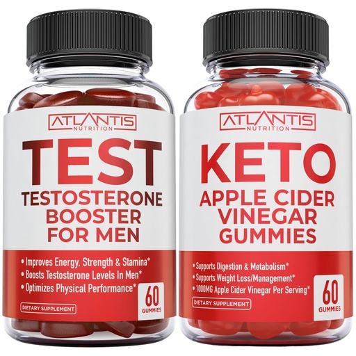 [BRSROZA7BYHQEGY4] Atlantis Nutrition Testosterone Booster 60 Gummies + Keto Apple Cider Vinegar 60 Gummies