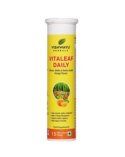 [BRSRGCY2A4AQICLB] Herbals Vitaleaf Daily Effervescent Tablets (15 Tablets) | Complete Daily Greens for Immunity, Energy & Metabolism | With Wheat,Alfalfa & Barley | Plant-Based, Vegan & Gluten-Free | Pure Organic | Refreshing Orange Flavor