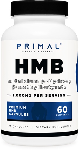 [BRSROHANC4BQMCL2] Primal HMB (1000mg, 120 Capsules) | Athlete Formula, Gluten-Free, Non-GMO, 60 Servings