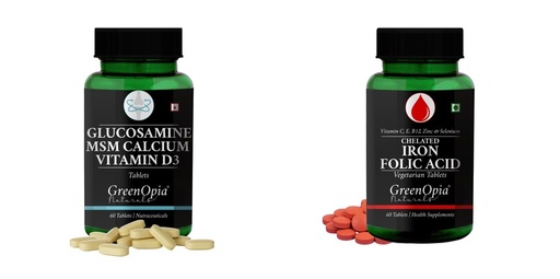 [BRSRYFQZBMOWMC3Z] Glucosamine Msm Tablets Iron Folic Acid Wellness Daily Vitality |60 CAPSULES