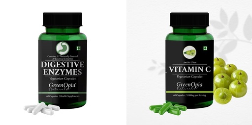[BRSRYFQZBMHAIAL4] Digestive Enzymes Vitamin C Wellness Daily Vitality |60 CAPSULES