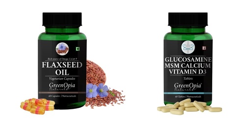 [BRSRYFQZBMFWY2D2] Flax Seed Oil Glucosamine Msm Tablets Wellness Daily Vitality |60 CAPSULES