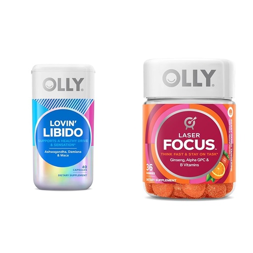 [BRSRAY33PMNAG2DP] OLLY Lovin Libido Capsules for Women, Laser Focus Gummies with Ginseng, 36 Count