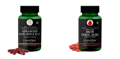 [BRSRYFQZA4DR4YDJ] Advanced HSN (Hair, Skin Nails) Iron Folic Acid Tablets Wellness Daily Vitality |60 CAPSULES