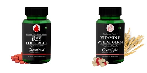 [BRSRYFQZA4CR6CDG] Iron Folic Acid Tablets Vitamin E Wheat Germ Oil Wellness Daily Vitality |60 CAPSULES