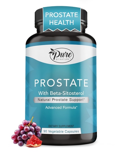 [BRSRMBD2AECB42YY] Pure By Nature Prostate Supplement for Men, Beta Sitosterol Prostate Health Supplement with Zinc for Urinary Tract Support, Ease Frequent Urination & Improved Sleep, Gluten-Free, Non-GMO 90 Capsules