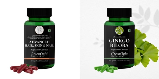 [BRSRYFQZPIHWAG3D] Advanced HSN (Hair, Skin Nails) Ginkgo Biloba Wellness Daily Vitality |60 CAPSULES
