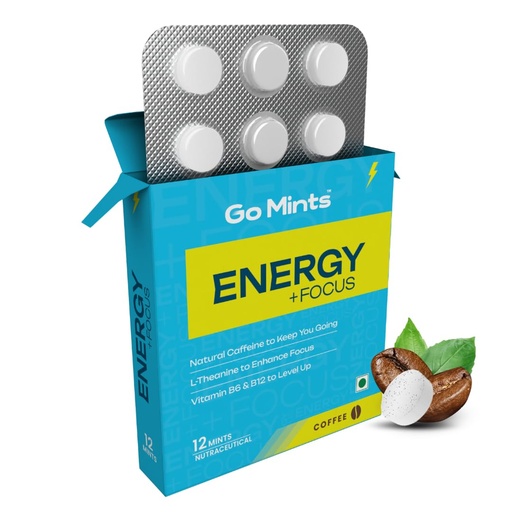 [BRSREEL7BF6WKDLO] Energy + Focus Mints | Sustained Energy & Quick Brain Boost | Natural Caffeine, L-Theanine | Sugar Free & Vegan | Pack of 1 (12 Mints), Coffee Flavour
