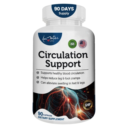 [BRSWGGQHOQPBAADB] Blood Circulation Support Supplement for Arteries & Veins Health- Natural Cardiovascular Pills with L-Arginine, Ginger Root- Promotes Healthy Blood Flow & Heart Health- 90 Capsules