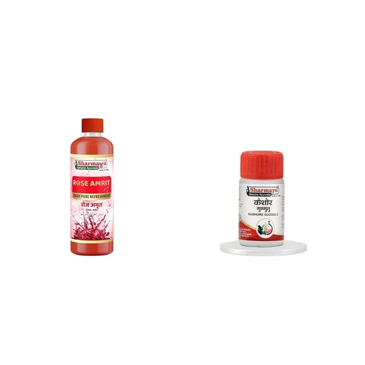 [BRSRYYACOYHR6HQ7] Sharmayu Rose Amrit - 700 ml | Sharmayu Kaishore Guggulu-80 tablets | Herbal Supplement