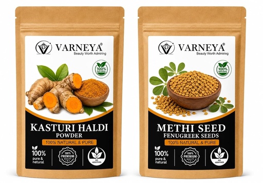 [BRSRYZYNOIIRUH33] Naturals Organic Kasturi Haldi (Wild Turmeric) Powder 100g + Methi Seed Powder 100g Combo | 100% Pure Natural Ayurvedic Herbal Powders | Chemical-Free | For Face Pack, Hair Care & Skin Care | No Preservatives (Pack OF 5)