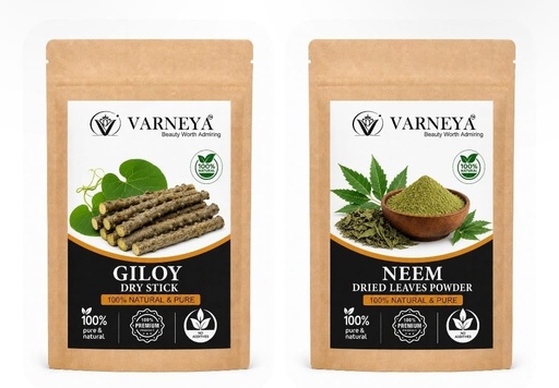 [BRSRYZYKDICRQ233] Organic Giloy Neem Herbal Tea Combo | Pure Dried Giloy Stem & Neem Leaves | Ayurvedic Kadha Ingredients | Natural Wellness Herbs