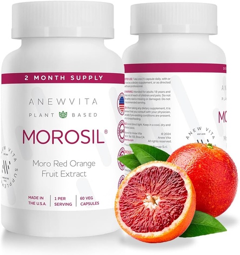 [BRSRM2QFCICAI3L7] Anew VitaㅤMorosil: Antioxidant & Nutrition Supplement for Men & Women | Wellness & Vitality | Moro Red Orange | Non-GMO, Gluten Free, 60 Vegetable Capsules | Made in USA